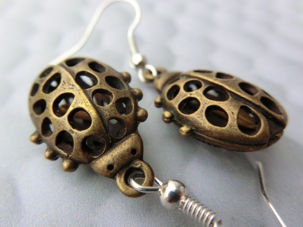 Marienkäfer Ohrringe Vintage bronzefarben